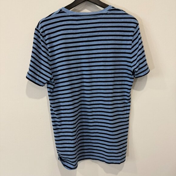 Banana Republic Soft Navy Blue Striped Henley Shirt Size M 100% Cotton - Picture 14 of 17